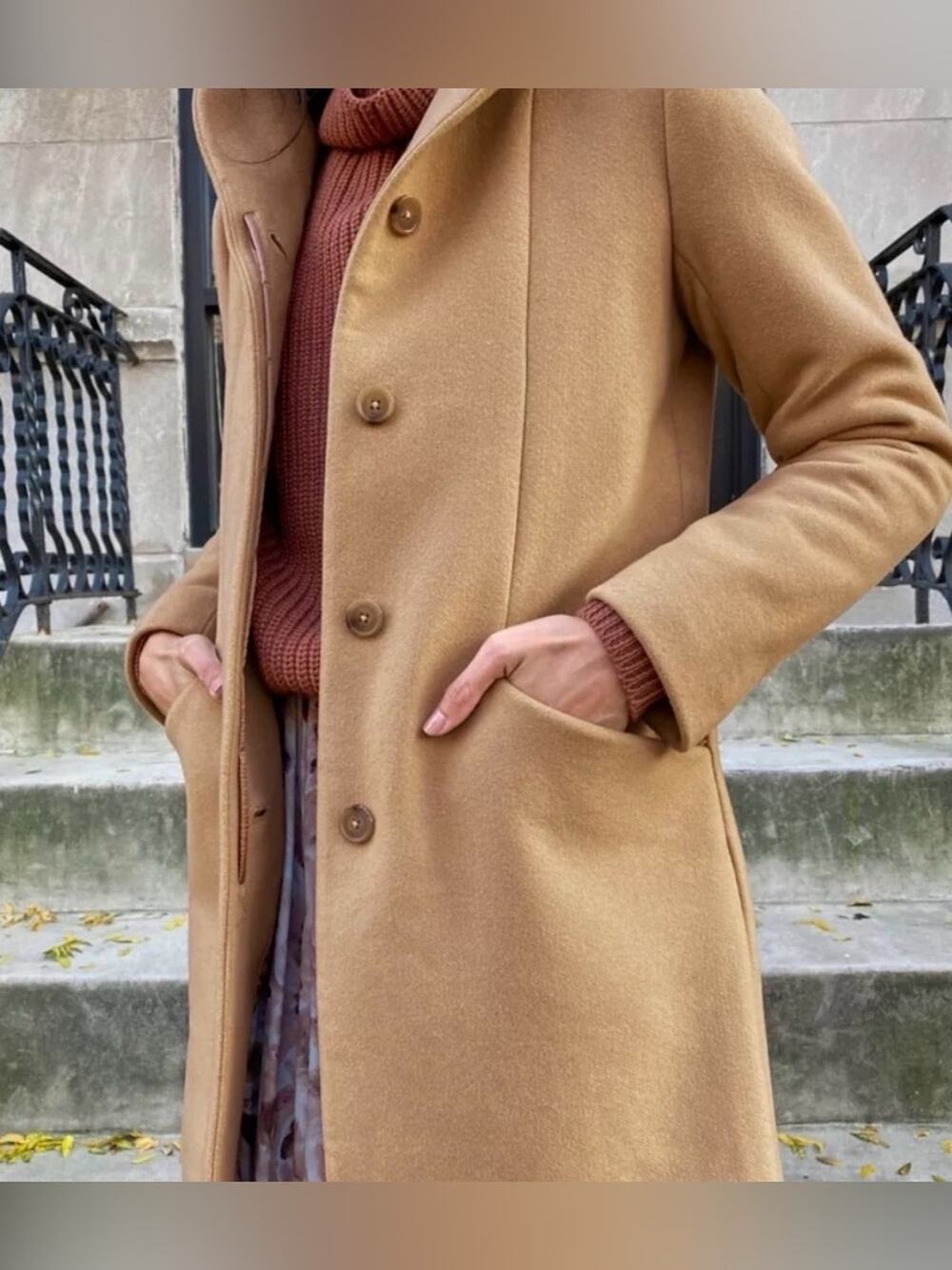 Wilfred Cocoon Coat Wool and Cashmere Light Tan Size 2XS 00 Classic Staple Piece